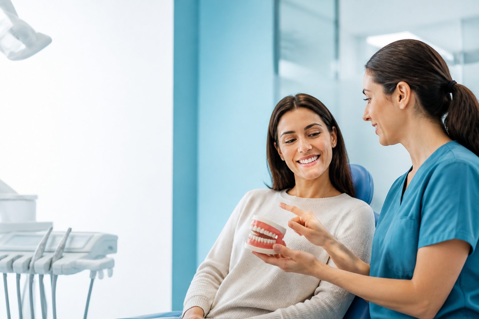 Paciente recibiendo orientación sobre cuidado dental